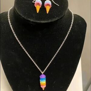 Adorable ice cream earrings and necklace